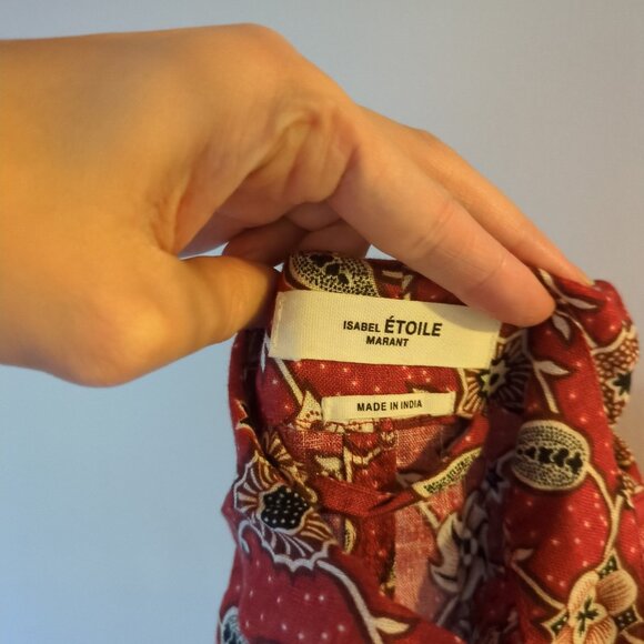 mini dress floral print linen ruffle - Picture 3 of 16